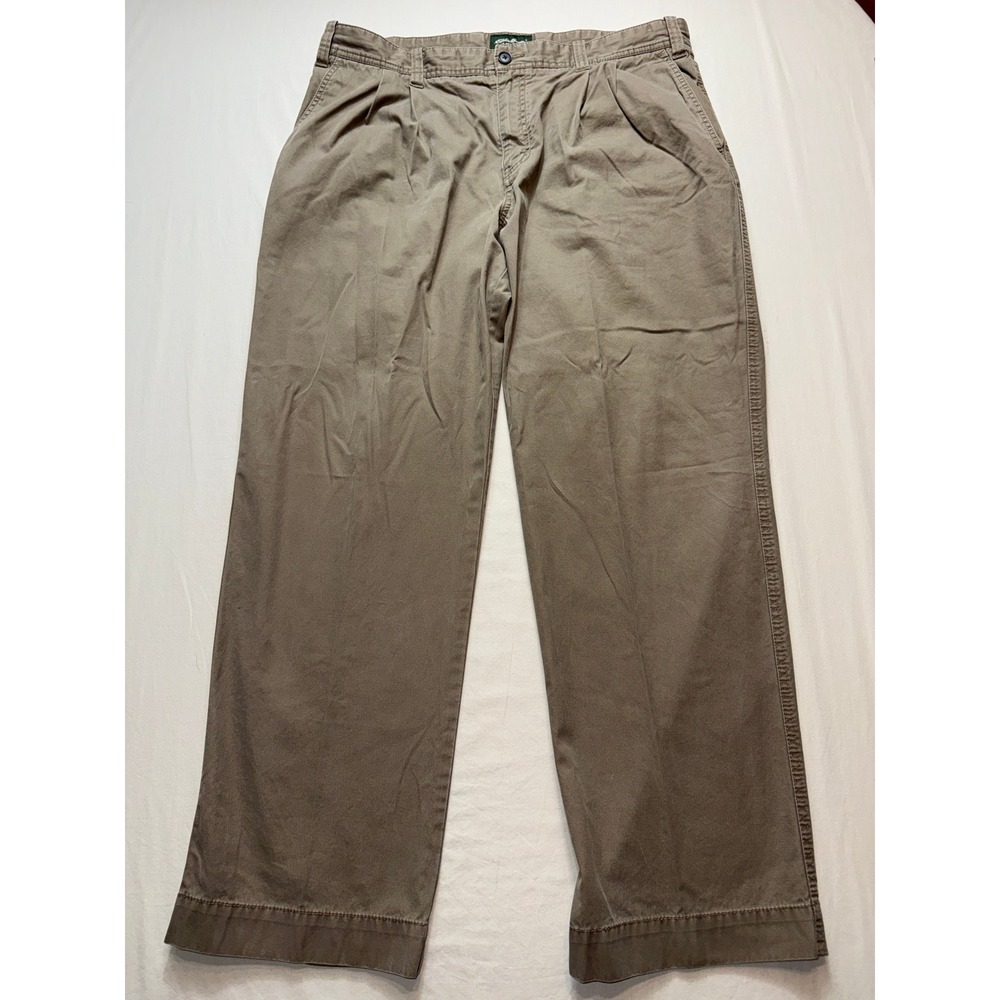 Eddie Bauer Classic Fit‎ Pleated Chinos Mens 38x32 Tan Khaki Cotton Pants